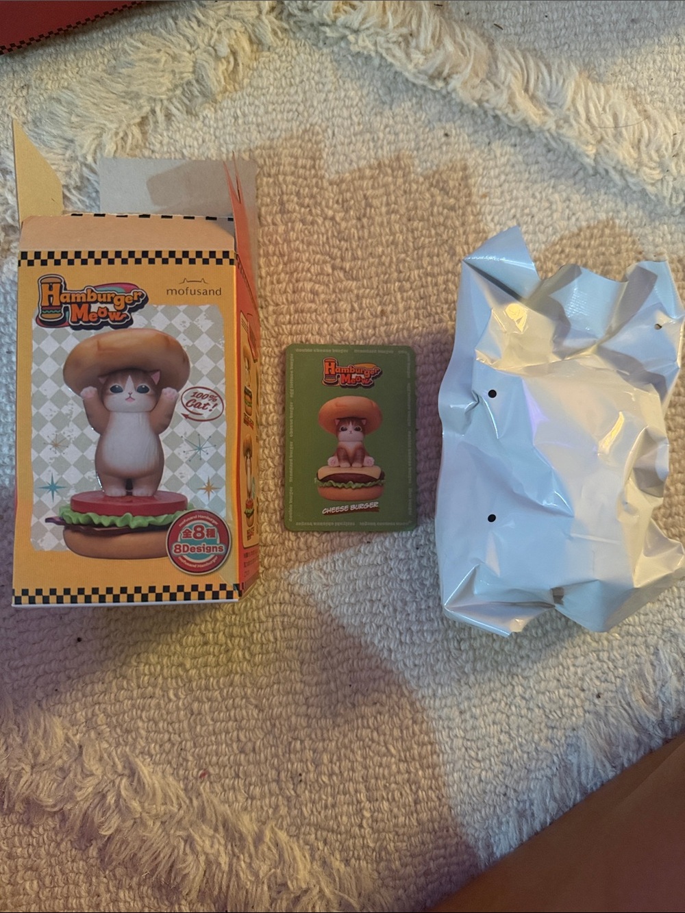 Cheese Burger Meow Mofusand Mofumofu OPENED Blind Box Kitty Cat Figurine